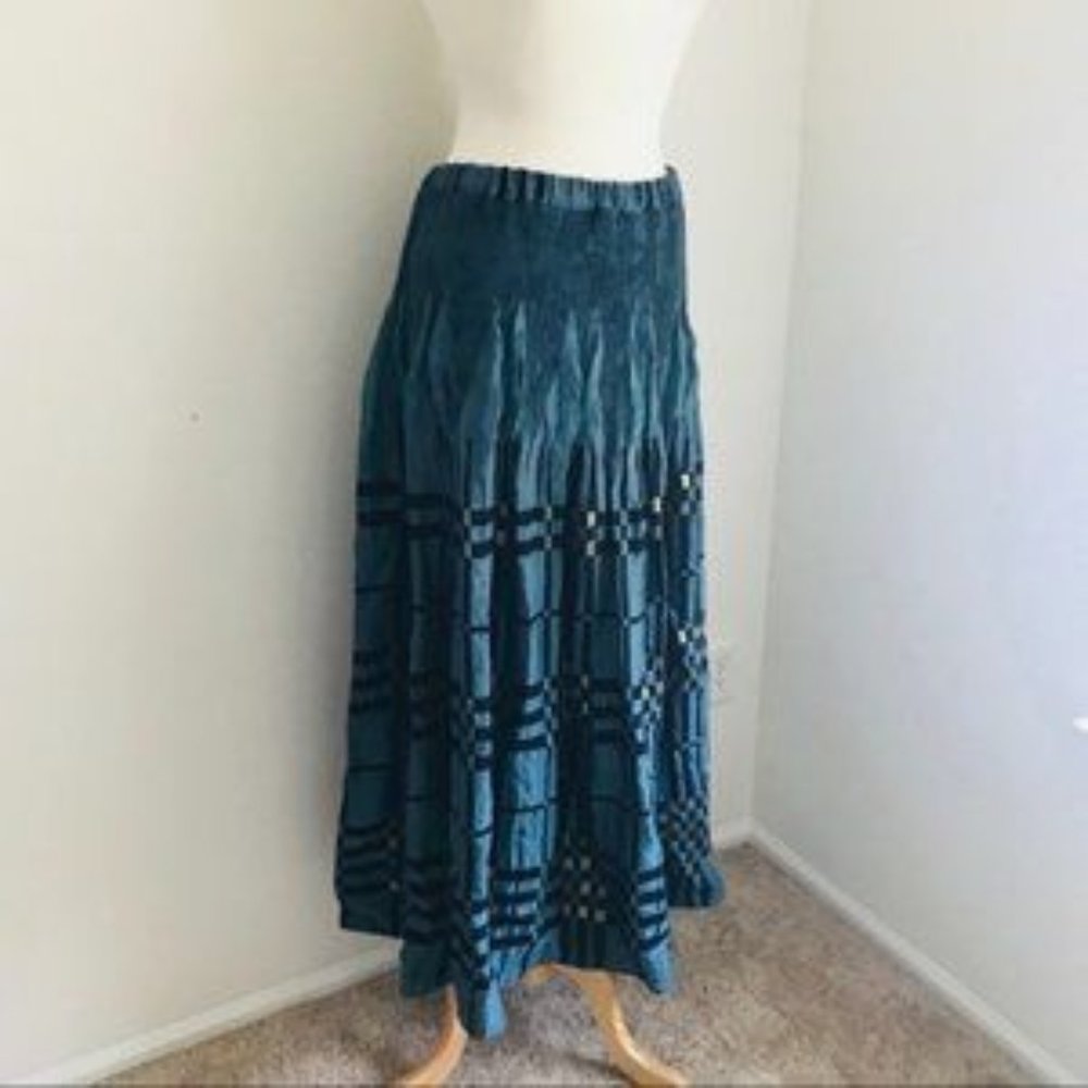 Soft Surroundings Maxi Skirt Blue Gold Shimmer